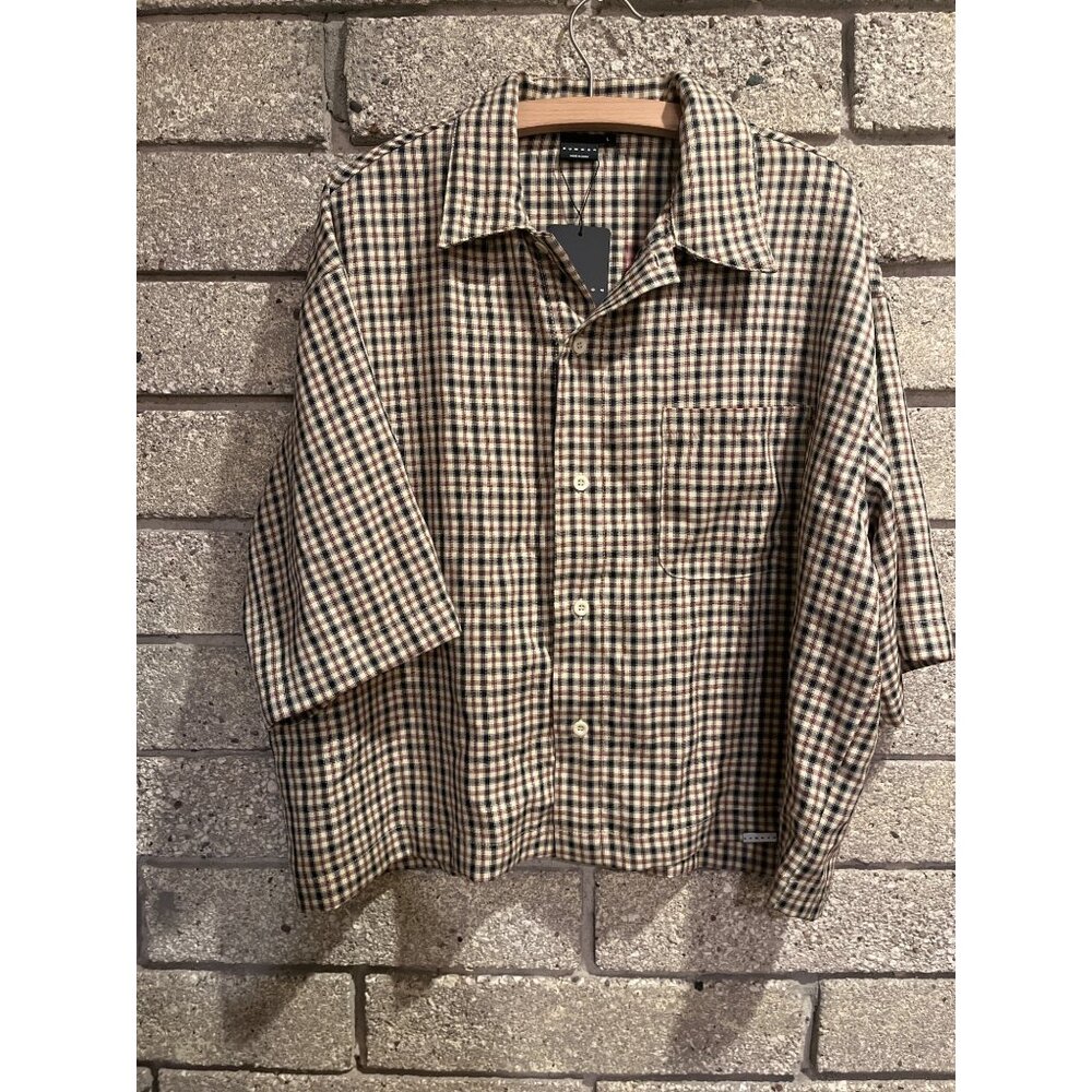 Checkered Button-Up Shirt With "Call My Stylist" Back Print By Sumwon Size L